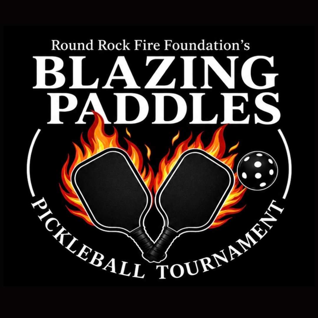 Round Rock Fire Foundation's Blazing Paddles Pickleball Tournament logo.